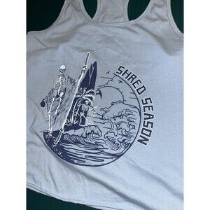 Women’s The Lift Box Tank Top Shred LARGE Skeleton Beach Summer Fitness Health